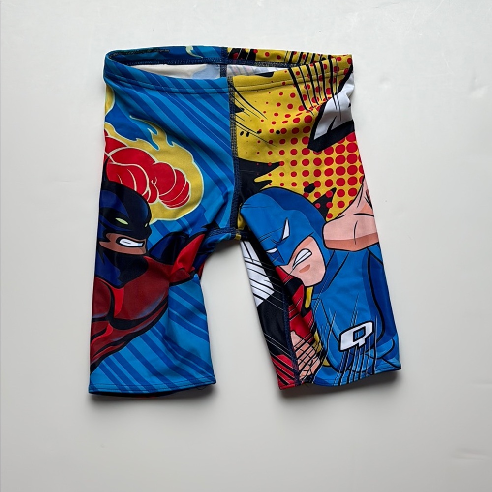 Q Swimwear Comic Book Men boy swim shorts Jammer Swimsuit sz 26